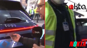 Canlı yayında TOGG’un bagajını açan muhabir, görevlinin hışmına uğradı: Açmayın dedik