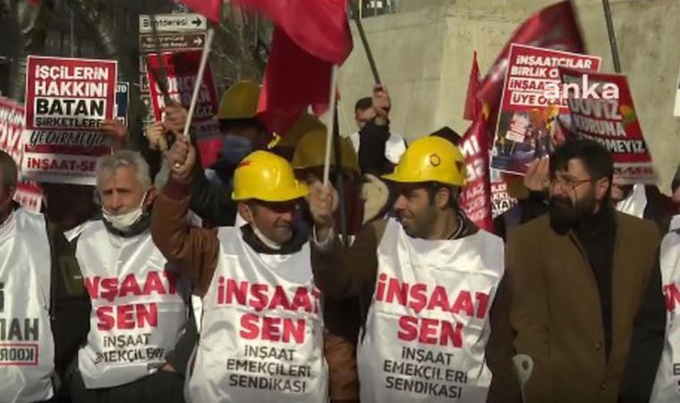 Yıllardır maaşlarını alamayan Kayı İnşaat işçilerinden Ankara’da eylem