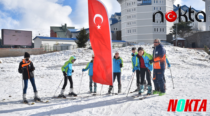 Öğrencilerin kayak heyecanı