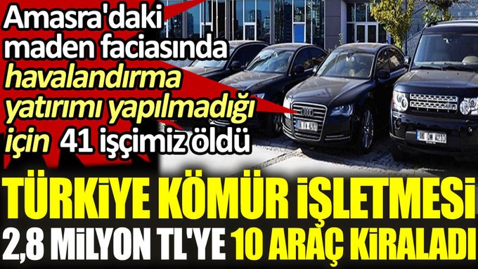 Türkiye Kömür İşletmeleri Kurumu’ndan milyonluk araç kiralama!