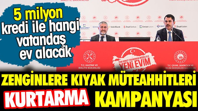 Zenginlere kıyak müteahhitleri kurtarma operasyonu