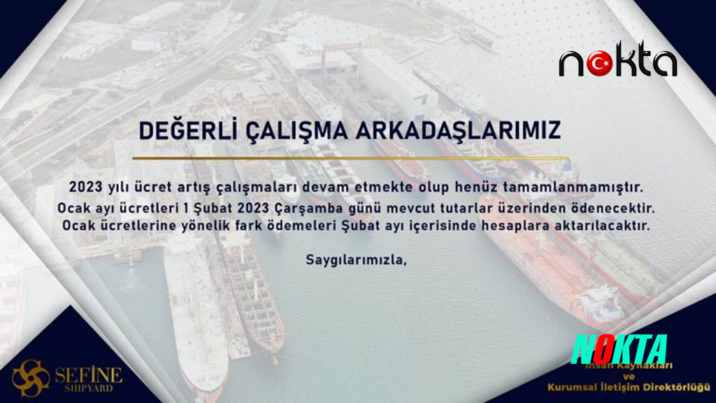 Kolin’e bağlı Koloğlu Holding’e ait Yalova Sefine Tersanesi’nde ücret zammının açıklanmamasına tepki: ‘Hakkımızı istiyoruz!’