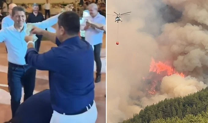 Orman yangını sürerken… Akp’nin il başkanı göbek attı, dolar saçtı!