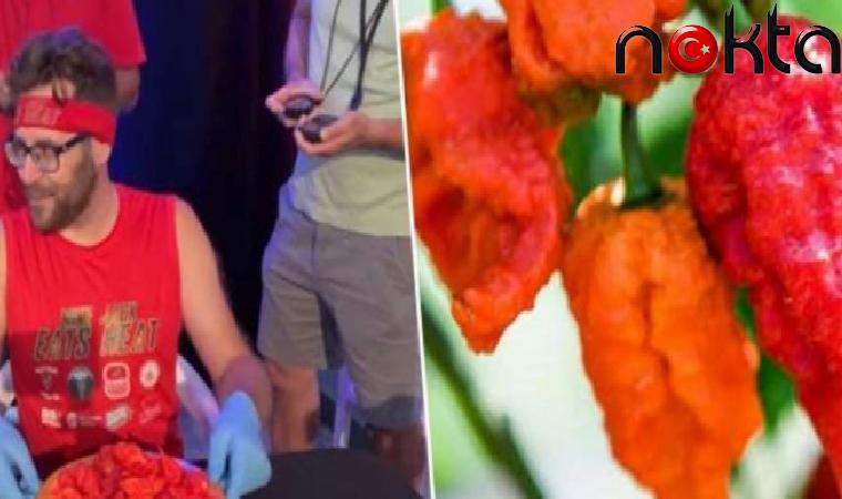 Dünyanın en acı biberini yedi