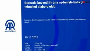 Bursa’da kuvvetli fırtına nedeniyle balıkçı tekneleri alabora oldu