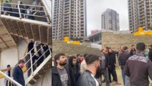 Torunlar şantiyesinde eylem: Şeflerin odasına giren işçiler ve yetkililer arasında arbede