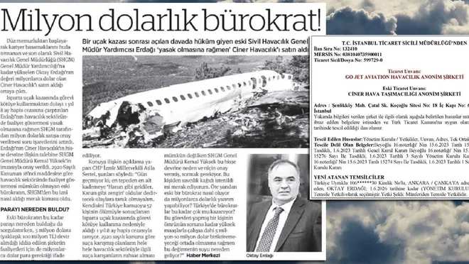 Eski bürokrat o havacılık şirketini satın almış