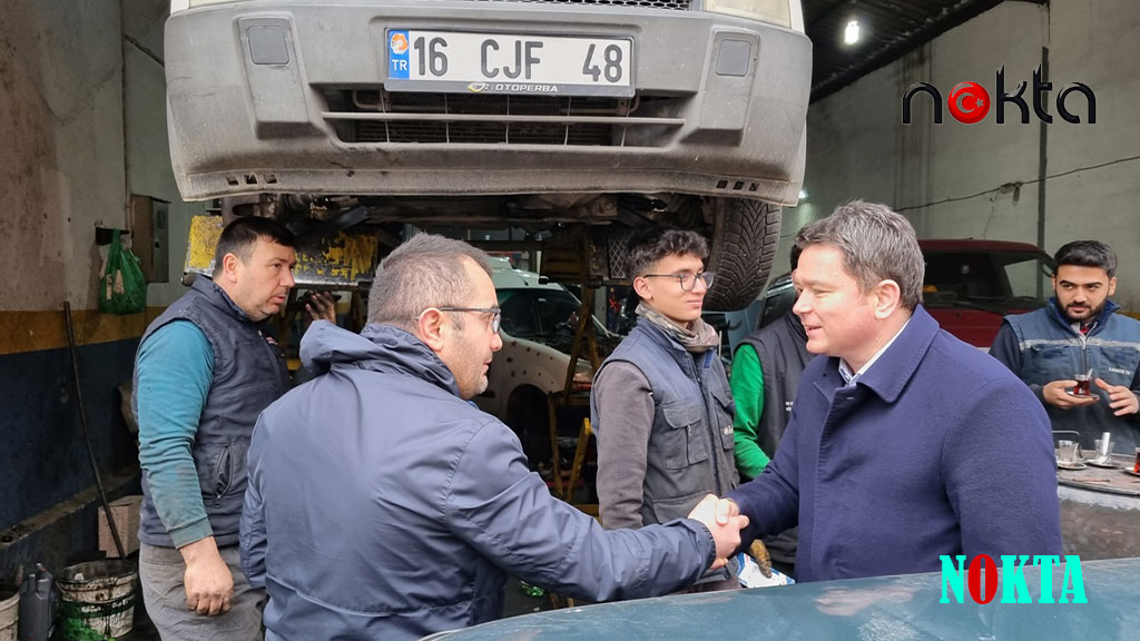 Bursa Osmangazi’de Erkan Aydın’dan kentsel dönüşüm mağduru oto tamircilerine destek
