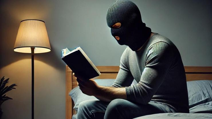 Hırsızlık yapmak için girdiği evde kitap okumaya dalınca yakalandı