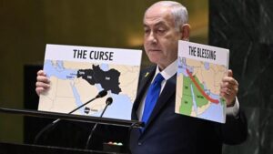 BM’deki utanç gününde bir skandal daha! Netanyahu Batı Şeria ve Gazze’yi “İsrail” olarak gösteren harita kullandı