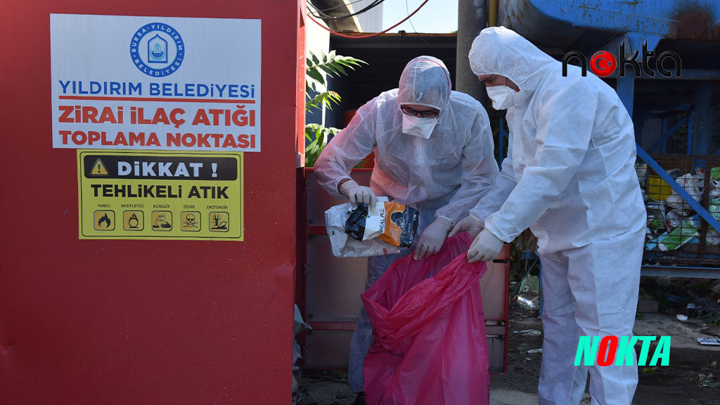 Bursa Yıldırım’da 580 kilogram zirai ilaç atık kutusu toplandı