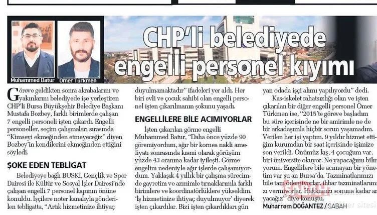 Mustafa Bozbey'den engelli personele büyük zulüm