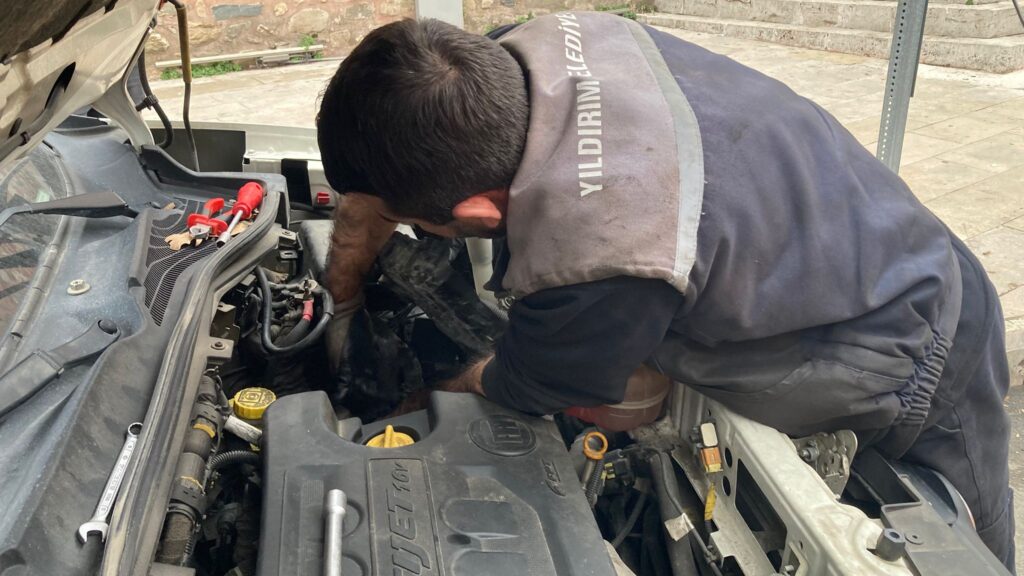 Kaputa sıkışan yavru kedi kurtarıldı