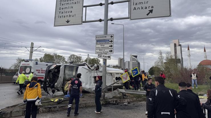 Bursa’da servis minibüsü devrildi! 1 ölü, 5 yaralı