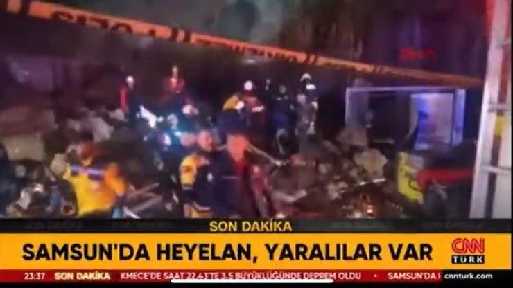 Son dakika: Samsun’da heyelan! Kaya parçası benzin istasyonunda arabanın üzerine düştü