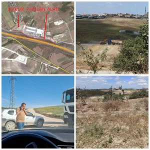 Uydu gördü savcılık görmedi! Göl havzasını molozla doldurdular!