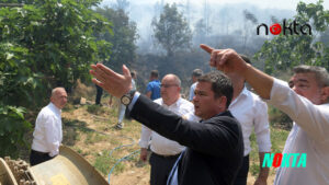 Başkan Aydın İsmetiye’deki yangın bölgesinde