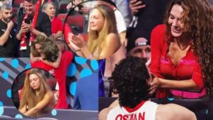 Ebru Şahin’in mutluluk gözyaşları… Galibiyet sonrası eşi Cedi Osman’a sarılarak ağladı