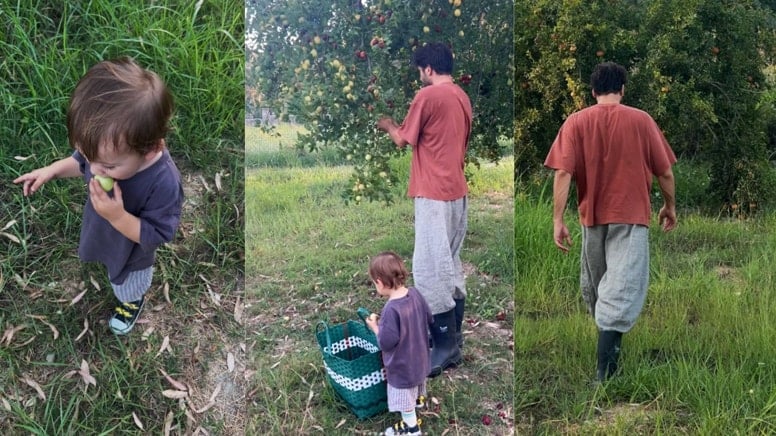 Ekranların aranan ismi, oğlu ile bahçeye girdi hasat yaptı