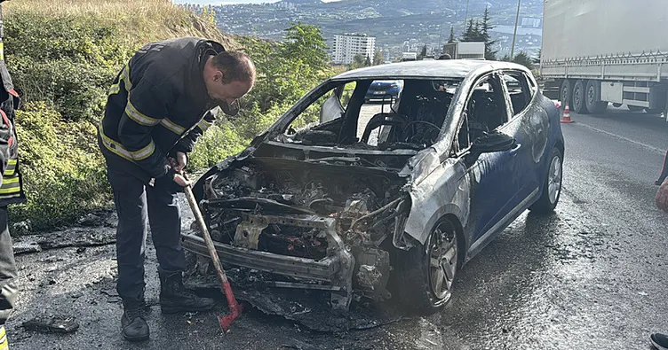 Samsunsporlu futbolcunun kullandığı araç alev aldı!